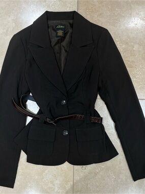 Vintage brown Seduction Belted Black Blazer Size Medium Like New